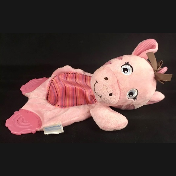 Garanimals Pink Giraffe Lovey 9" Plush Baby Teether Toy Brown Bow - Picture 3 of 12